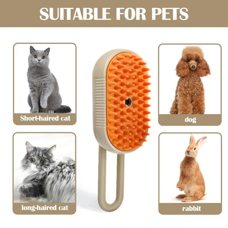 Cat Steam Brush Steamy Dog Brush 3 in 1 Rechargeable Spray Cat Hair Brushes for Massage Pet Grooming Comb Hair Removal Comb