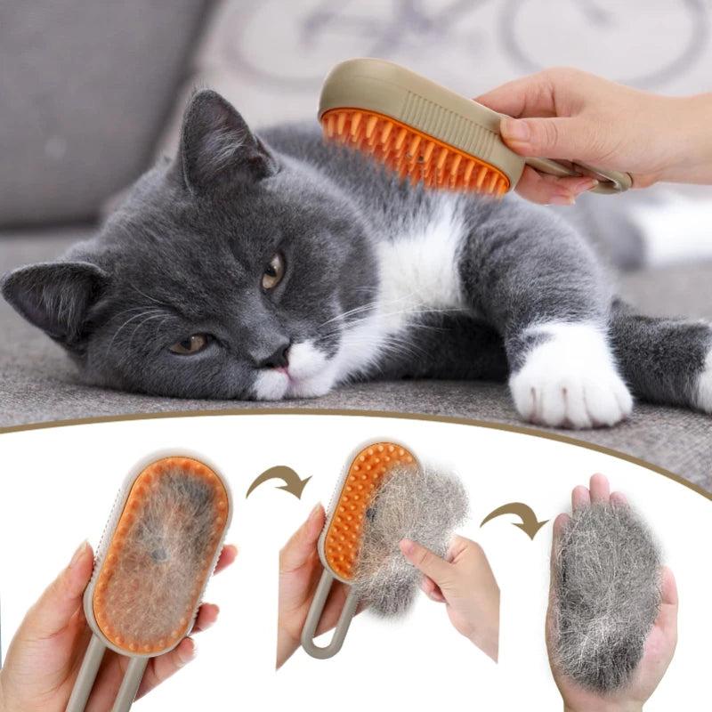 Cat Steam Brush Steamy Dog Brush 3 in 1 Rechargeable Spray Cat Hair Brushes for Massage Pet Grooming Comb Hair Removal Comb